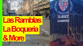 Walk La Boqueria Market Tour Las Ramblas Market Oyster Eating in Barcelona [upl. by Safoelc]