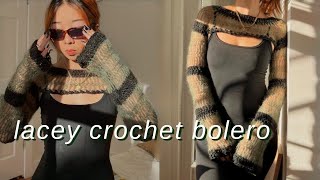 lacey mohair bolerosleeves  crochet tutorial [upl. by Isayg]