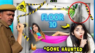 LIVING IN THE ELEVATOR FOR 24 HOURS 😱 Gone Haunted [upl. by Nylirej]