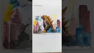 Godzilla Drawing with watercolor shorts [upl. by Edahs860]