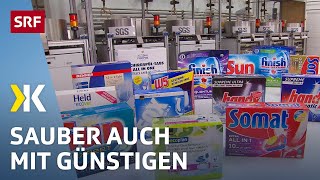 SpülTabs im Test Günstigste Tabs sorgen für sauberes Geschirr  2017  Kassensturz  SRF [upl. by Saffian]