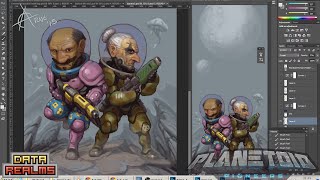 AndroidArts paints art assets for Planetoid Pioneers at Stugan [upl. by Nizam]