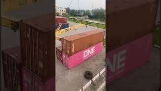 Process of Lifting and Stacking 40Foot Containers onto Cargo Ship [upl. by Atyekram]