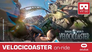 Crazy VELOCICOASTER onride VR Roller Coaster VR180 Front Row POV Jurassic World Universal Orlando [upl. by Haela]