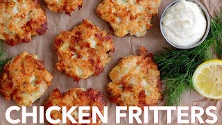 How To Make Cheesy Chicken Fritters  Must Try Chicken Patties [upl. by Dorthea640]