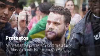 Manifestações contra e a favor de Judith Butler [upl. by Aelegna]