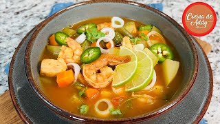 Cómo hacer SOPA DE MARISCOS Técnicas Saludables Apta pDiabetesDietaControl de Peso Addy Recetas [upl. by Wilkie]