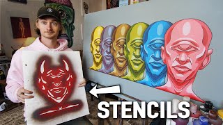 HOW TO MAKE STENCILS  EPIC MultiLayered Stencil Canvas Project [upl. by Pik397]