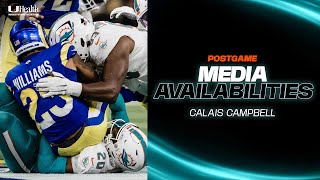 DT Calais Campbell meets with the media after MIAvsLAR  Miami Dolphins [upl. by Nirak]