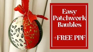 Easy NoSew quotQuiltedquot Fabric Baubles  DIY Christmas Tree Ornaments  FREE Pattern [upl. by Narol]