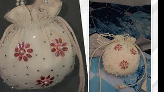 how to make a beautiful potli bag👜 AT HOME sabalibasmakerviral video  youtube [upl. by Nagy867]