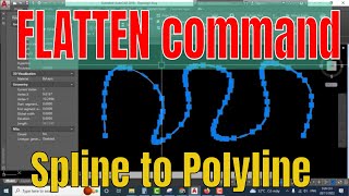 AutoCAD Tutorial  Spline to Polyline  FLATTEN command [upl. by Htyderem547]