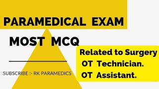 Most Important MCQ  Related to Anaesthesia and Surgery  For Upcoming exam  OT Technician [upl. by Grobe]