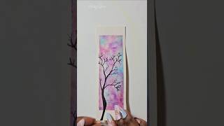 Dusky Tree In Winter Bookmark asmr watercolor bookmark art painting halloween shorts drawing [upl. by Llennol645]