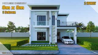 Small House Design  8m x 8m  2 Storey with 3 Bedroom [upl. by George]