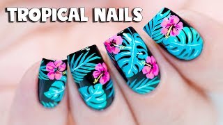 SUMMER TROPICAL NAIL ART DESIGN  Stamping  Freehand [upl. by Eivla]