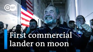 Private spacecraft makes first US landing on the moon in more than half a century  DW News [upl. by Notgnilra]