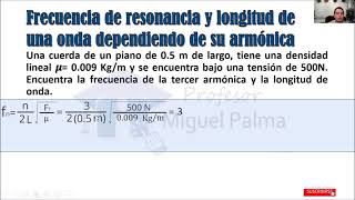 Calcular frecuencia de resonancia y longitud de una onda considerando su armónica [upl. by Naired930]