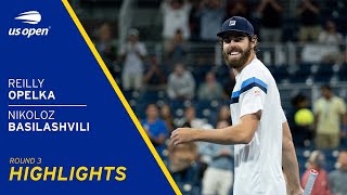 Reilly Opelka vs Nikoloz Basilashvili Highlights  2021 US Open Round 3 [upl. by Silloh685]