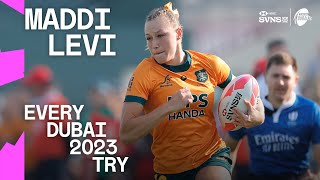 The BEST 7s player in the world dominating Dubai  Every Maddi Levi try  HSBC SVNS Dubai 2023 [upl. by Darcia]