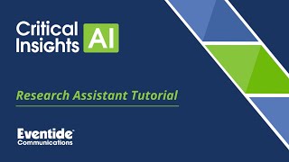 Research Assistant Tutorial  Critical Insights AI [upl. by Anohr415]