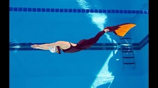 How to swim like a mermaid at the pool without breathing  The Monofin Technique [upl. by Tasia]