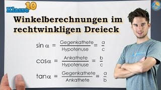 Trigonometrie Winkelberechnung im rechtwinkligen Dreieck  Klasse 10 ★ Wissen [upl. by Koerlin]