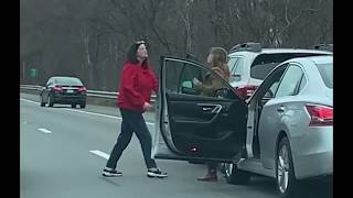 ROAD RAGE Two women fight on highway [upl. by Persse]