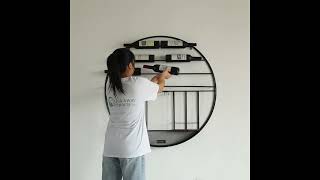 QI004276  Vintage Decorative Modern Black Metal Round Wall Mounted Wine Display Rack [upl. by Abrahan]