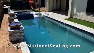 Sealing Travertine Marble Decks Gilbert AZ  Non Slip Application [upl. by Ainslie]