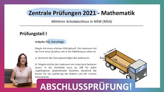 ZP 10 NRW Mathe 2021  Mittlerer Schulabschluss Realschule MSA  Teil 1 A3  Oberfläche Volumen LKW [upl. by Aneerhs487]