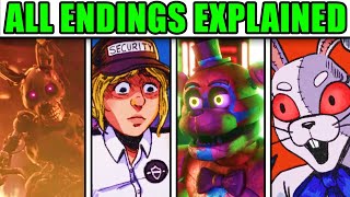 FNAF Security Breach ALL ENDINGS EXPLAINED BadGoodVIPVannyAftonGlitchtrap [upl. by Ann290]