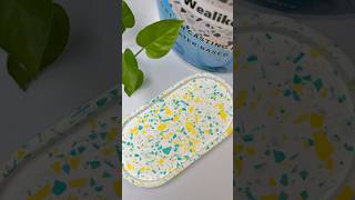 Eco resin casting powder Terrazzo trinket trayecoresin diycraft jesmonite [upl. by Shana]