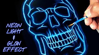 How To Draw Neon Lights  Add Glow Effect To Drawings [upl. by Walrath]