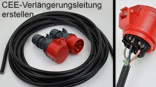 400V CEE Verlängerungsleitung erstellen  Verlängerungskabel herstellen  anschließen [upl. by Vogeley836]