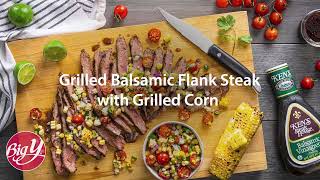 Grilled Balsamic Flank Steak with Grilled Corn Recipe [upl. by Llednol]