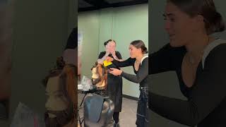 Pranking Cosmetology students with a big comb gigantic beautyschoolstudent haircutting ￼ [upl. by Fritz]