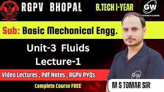 Lec1 II Unit3 II FluidsII Basic Mech Engg II BME II RGPV II Gateway Classes [upl. by Antonio]