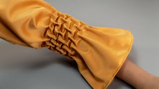 DIY SMOCKING Sleeve  Hand Smocked Idea for your dress [upl. by Lippold]