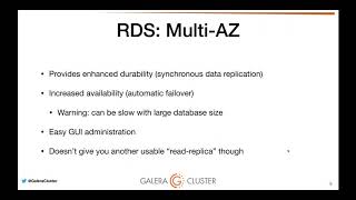 Running Galera Cluster on Amazon EC2 and comparing it to RDS and Aurora [upl. by Jamesy]