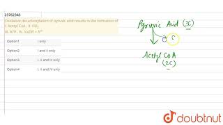 Oxidative decarboxylation of pyruvic acid results in the formation of I Acetyl CoA  II CO2 [upl. by Ellenoj]