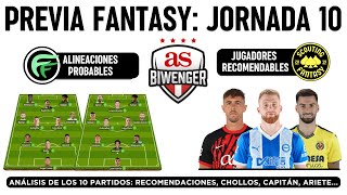 ✅ ANÁLISIS FANTASY JORNADA 10 ALINEACIONES PROBABLES Y RECOMENDACIONES DE CADA PARTIDO  BIWENGER [upl. by Latricia392]