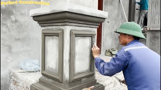 Construction and Design Tips for Beautiful Villa Column Architecture  Build Porch Column Base [upl. by Campbell]