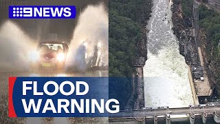 Warragamba Dam spills as rain continues in NSW  9 News Australia [upl. by Rainwater464]