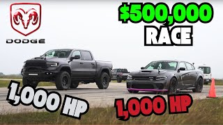 JAILBROKEN HELLCAT v MAMMOTH RAM BATTLE OF THE DODGE LINE [upl. by Kemeny]