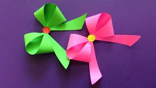 How to make a paper BowRibbon  Easy origami BowRibbons for beginners making  DIYPaper Crafts [upl. by Dahlstrom]