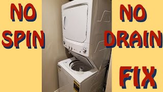 How To Repair  GE Stackable Washer Dryer Combo not Spinning or Draining [upl. by Shutz]