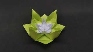 Origami Lotusblume  Seerose falten  easy origami lotus flower  how to make paper flowers [upl. by Elleira]