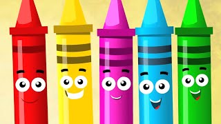 Five Little Crayons  More Kids Rhymes and Preschool Songs [upl. by Koorb]