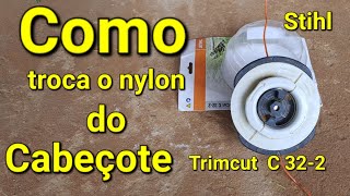 Como troca o nylon cabeçote Trimcut C 322 Stihl [upl. by Alaekim]